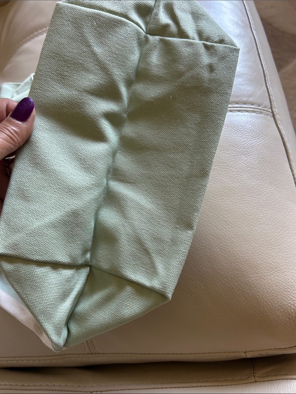 Mint & Cream Stripe Canvas Tote - Picture 4 of 5